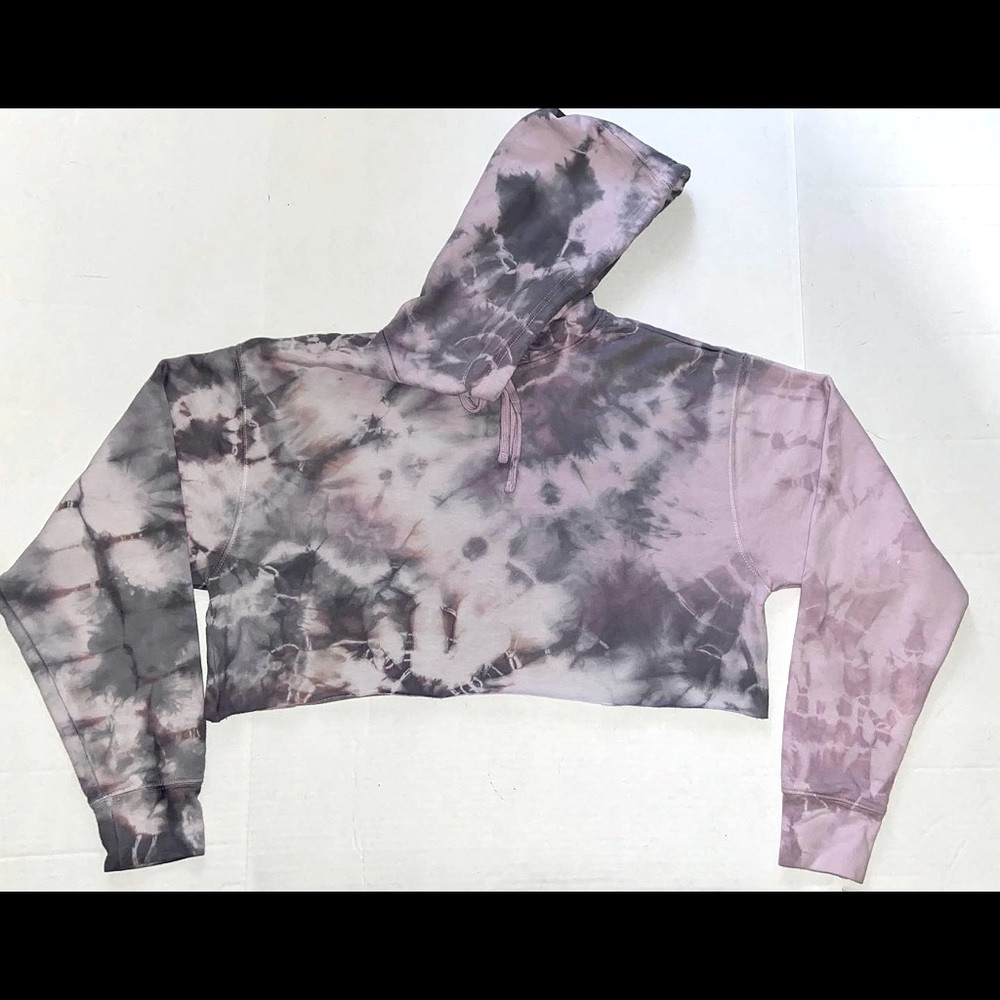 Custom Tie Dyed Pink Cropped Hoodie